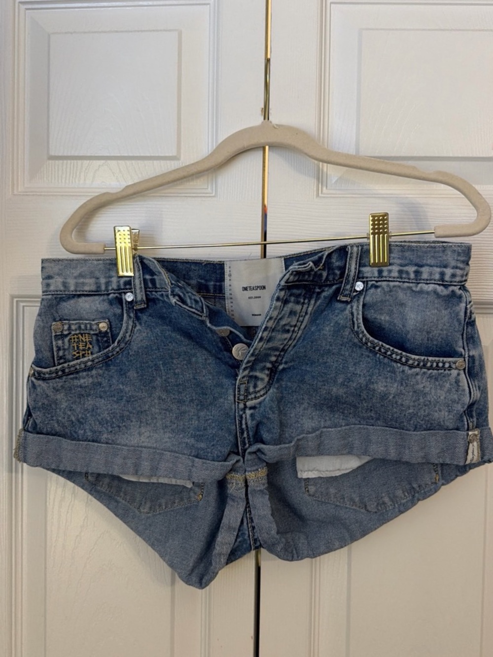 Casual Washed Blue Denim Jean Shorts - Classic Cutoff